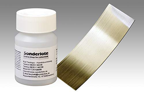 Silberlot Silberhartlot Lotfolie Hartmetalle löten, Bandsägeblätter löten Abm. 0,2 x 20 x 200 mm Hartlot 49% Silber, AT 690 °C und 50 g Flussmittelpaste