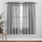 PONY DANCE Décoration de Fenêtre Voilages - Lot de 2 Rideaux Panneaux Voile en Lin Motif de Croix avec Passe Tringle Draperies pour Fenêtre Salon & Hôtel, 132 cm L sur 160 H, Gris Foncé