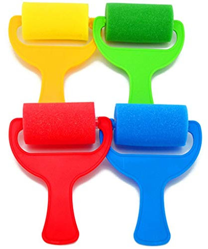 Ogquaton 4pcs éponge pinceau rouleau de peinture enfant art artisanat peinture outil couleur aléatoire durable et utile