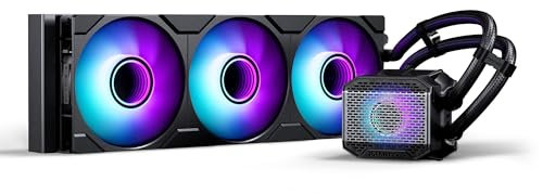 Phanteks Glacier One 360M25 Black RGB AIO CPU Water Cooler - 360mm Radiator, High-Performance Cooling, Infinity Mirror RGB Pump Cap, VRM Cooling Fan, Intel & AMD Socket Compatibility