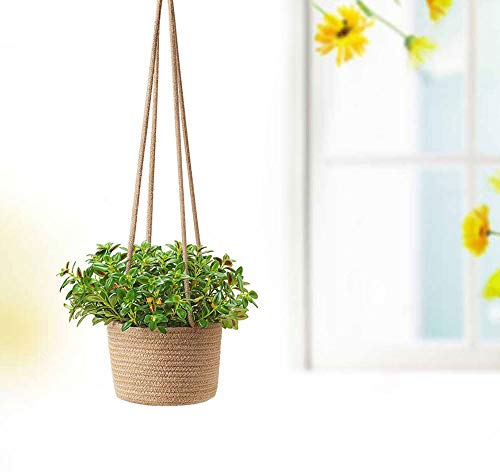 INFILM Nordic Plant Hanger, handgemachte Baumwolle Hanf Blumenampel Halter Wandkunst Seegras Blumentopf für Indoor Outdoor Home Balkon Garten Dekor