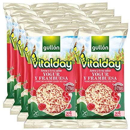 Gullón Tortitas de Arroz Integral, Yogur y Frambuesa Vitalday, 902g, Pack de 8