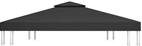 Festnight Toldo de Cenador | Techo de Reemplazo 4X3 Metros para Carpa Pabellon Toldo Eventos y Bodas Negro