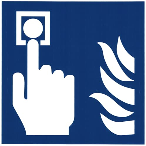 Hausalarm blau Brandmelder Feuermelder Druckknopfmelder Aufkleber 15x15 ISO7010 ASR