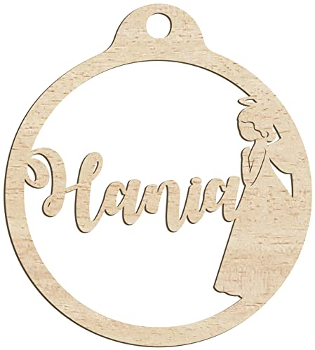 Personalisierte Weihnachtskugel aus Holz, graviert, Geschenk für die Feiertage, jeder Name,, hängende Baumdekoration, natürliches Dekor (Modell 5)