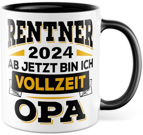 Tasse Rente 2025 Opa, Rentner Geschenk Mann lustig Geschenkidee, Kaffeetasse Renteneintritt Ruhestand Pensionierung Großvater Kaffee-Becher
