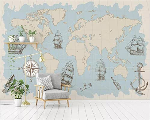 TANYANG Custom Wallpaper Medieval European Style Nautical World Map Mural Tv Background Wall Papers Home Decor 250Cm(W)×175Cm(H)