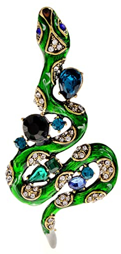 KhuWan Cindy Xiang Strass Grand Serpent Broches pour Femmes et Hommes Vintage Mode Animal Vert Broches Manteau Hiver Broche Bijoux Cadeaux