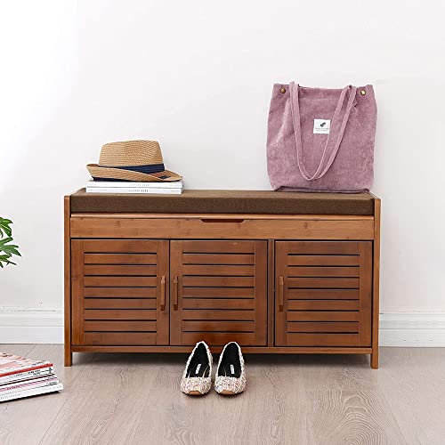 Banco Zapatero Madera Entrada, 3 estantes Estantería Organizador para Zapatos, Armario Zapateros para Entrada Sala de Estar Pasillo, Carga Máx 150 kg, 90X50X32CM Fácil de Montar