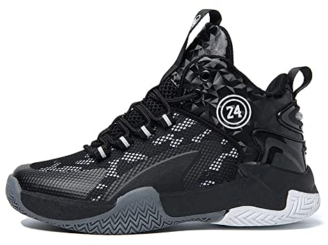 Adoff Kinder-Basketballschuhe High-Top-Dämpfung Leichte rutschfeste atmungsaktive aktive Outdoor-Sportschuhe Unisex (34,schwarz)