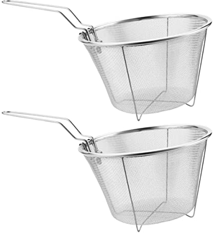 Housoutil Coppette Pasta Fritta Panna Individuale Argento Colino Setaccio Coni Rotondi Vassoio Accessori Da Cucina Cestini Torta Schiumarola Cestino: Pieghevole Mestolo Pentola