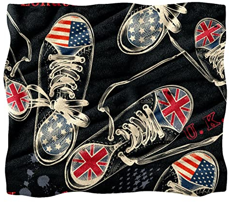 Kuscheldecke Flauschige Decke Union Jack Schuhe Fleecedecke Weich Und Warm Als Sofadecke, Wohndecke Oder Tagesdecke, Decken Für Couch 150x200 cm