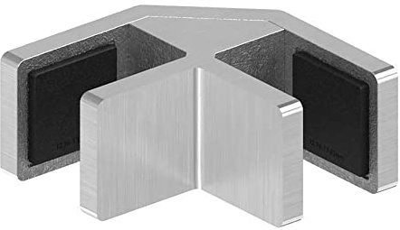STEINBACHER© | Morsetto per vetro angolare a 90° in acciaio inox/allineatore di vetro per ringhiera tutto vetro, V4A