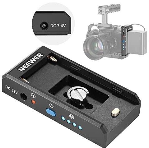 NEEWER NP-F Battery Adapter Plate for DSLR & Mirrorless Cameras, with LED Power Indicators, 12V DC 5.5x2.5mm Male and 7.4V DC 5.5x2.1mm Male Outputs, Compatible with Sony NP-F Batteries, PS004E