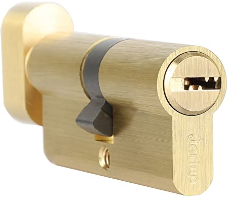 Jeriup Cylindre profilé européen en laiton massif, 90 mm (40/10/40) avec 5 clés (fossette), cuivre à ouverture unique, anti-rouille, anticorrosion et antivol