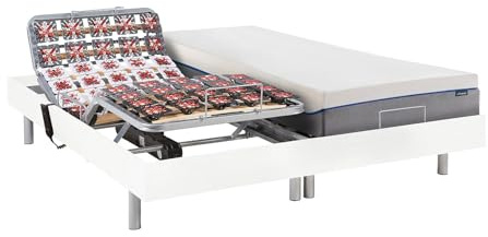 Vente-unique DREAMEA Matratzen elektrischer Lattenrost 2er-Set mit OKIN-Motor - 1 Zone - 2X 70 x 190 cm - Weiß - HESIODE III