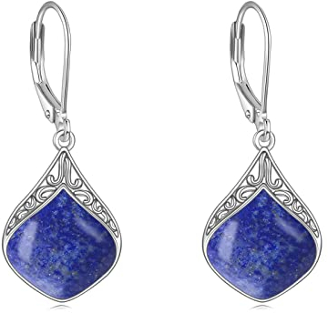 Lapis Lazuli Tropfen Ohrringe aus Sterling Silber Filigrane Irische keltische Tropfen Ohrringe Lapis Ohrhänger Schmuck Geschenke für Damen und Mädchen
