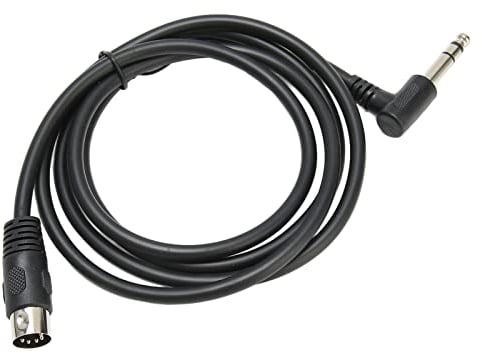 Cavo da 1/4 di Pollice a DIN 5 Pin, 90 Gradi 6,35 Mm Maschio a MIDI 5 Pin Maschio TRS Cavo Stereo per Altoparlante, Amplificatore, Mixer, Tastiera MIDI, 4,9 Piedi