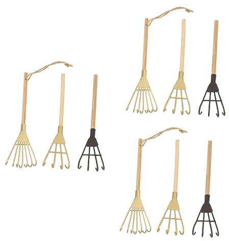 Happyyami 9 STK Mini-Grill Klauenrechen Dekoration Feengarten Handwerkzeug Rechen Aus Metall Multi-kleine Rechen Miniaturdekoration Gartenrechen Kind Schreibtisch Zen Garten Eisen