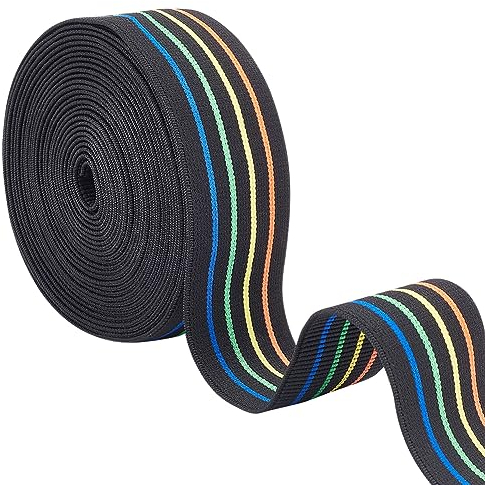 BENECREAT 5 Yards Mitternachtsblaues Flaches Gummiband, 39mm Breites Mehrfarbiges Stretch-Gummiband Aus Elastischen Fasern Für Vorhänge, Hosenbund, Kleidung Und Kunsthandwerk, 1.5mm Dick