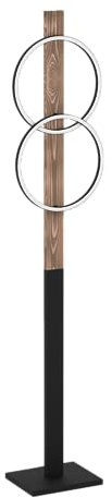 EGLO LED Stehlampe Boyal, 2-flammige Eck Standleuchte, rustikale Stehleuchte aus geflammtem Holz und schwarzem Metall, Lampe Wohnzimmer warmweiß, 150 cm