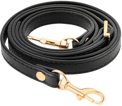Telooco Verstellbarer Schultergurt Frauen Leder Schulterriemen Trageriemen 105–120 cm Längenverstellbarer Gurt Riemen für Geldbörse Umhängetasche Handtasche (Schwarz)