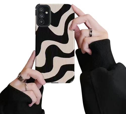 Ownest Kompatibel mit Samsung Galaxy A13 Hülle Wave Simple Cute Zebra Stripes Muster Wellen Design TPU PC Weiche Silikon Kamera Schutzhülle für Samsung Galaxy A13 4G/5G /A13 Lite/A04S 4G