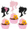 Xsstarmi 24 Pack Glitter Doll Head Cupcake Toppers Girl Theme Birthday Cupcake Toppers Princess Cupcake Picks for Bridal Shower Wedding Girl Birthday Party Cake Decorations