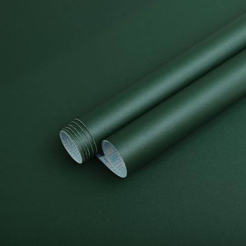 Timeet Selbstklebende Tapete Grün Schwarzgrün Möbelfolie Selbstklebend Grün Matt Klebefolie Möbel Wasserdicht Möbelaufkleber Grüne Vinyl Folie für Möbel Wände Schrank DIY 40x300cm