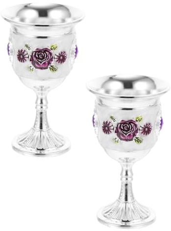 ABOOFAN 2pcs Alloy Goblet Medieval Wine Cup Toasting Wedding Wine Glasses Chalice Cocktail up Cups Rhinestone Outfit Wedding Decorations Home Decor Flutes Metal Cup Manual Purple