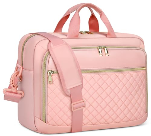 NEWHEY Borsa Porta PC 17.3 Pollici Borsa da Lavoro Donna Impermeabile Borsa Computer Grande Borsa Messenger Valigetta Portadocumenti Tracolla per Ufficio, Università, Scuola,Rosa