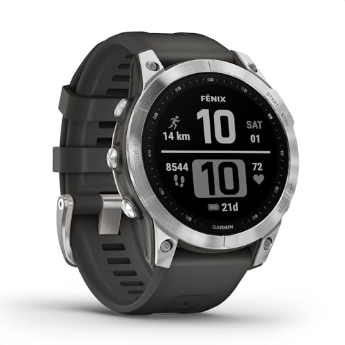 Garmin - Fenix 7S - Montres GPS Multisports connectée Haute Performance - Silver avec Bracelet Gris - Boitier 42 mm (Reconditionné)