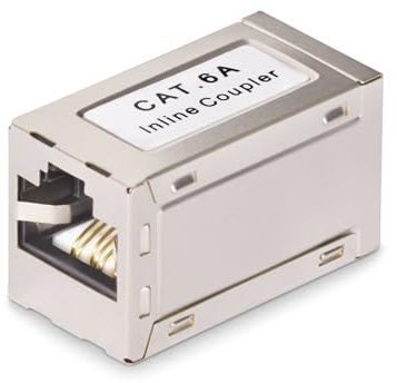 StarTech Cat6a Keystone Coupler, RJ45 F/F Inline, T568B, Shielded | Joins two Cat6a or Cat6 cables, ANSI/TIA/EIA-568-C, Extends PoE to cameras and APs, 2.5G/5G/10G, Female, T568B Pinout