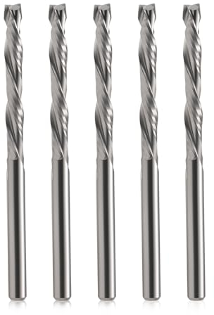 EU_HOZLY 3.175x25mm UP & DOWN Schneiden Sie zwei Flöten Spiral Hartmetallwerk Werkzeugschneider für CNC Router Kompression Holz Bits Packung mit 5