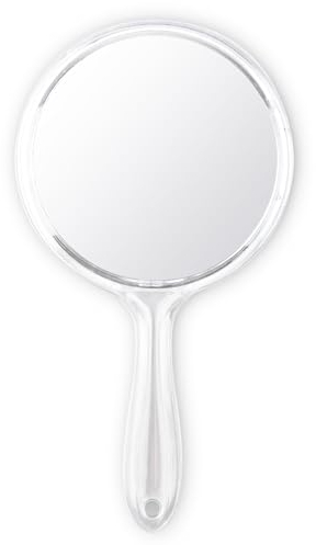 Hariendny Miroir de maquillage rond double face miroir grossissant x2 avec poignée (transparent)