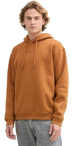 TOM TAILOR Denim Herren 1033580 Hoodie Sweatshirt mit Logo-Print, 25985-Deep Cognac, M