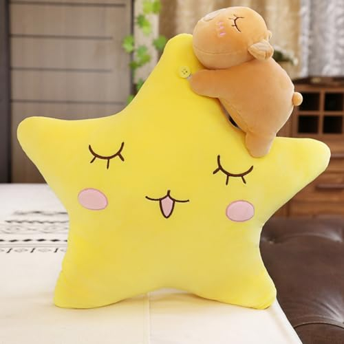 champracer Kuschelkissen Kinder Sternkissen, roba Kuschelkissen in Wolken Form,MondWolkenkissen,Baby Kissen Wolke Deko,Weiche Flauschige Sternform Zierkissen Sofakissen,Weiches Dekokissen (Stern C)