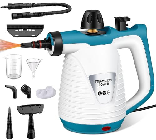 KingSom Pulitore a Vapore Portatile, Pistola a Vapore per Pulire, pulitore vapore casa, Pulitore a Vapore Multiuso con 9 Accessori per Rimuovere le Macchi,Vaporetto per Divani e Tessuti