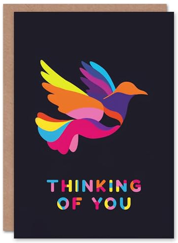Artery8 Thinking Of You Colourful Dove Graphic Design Blank For Him Or Her Art Miss You Card