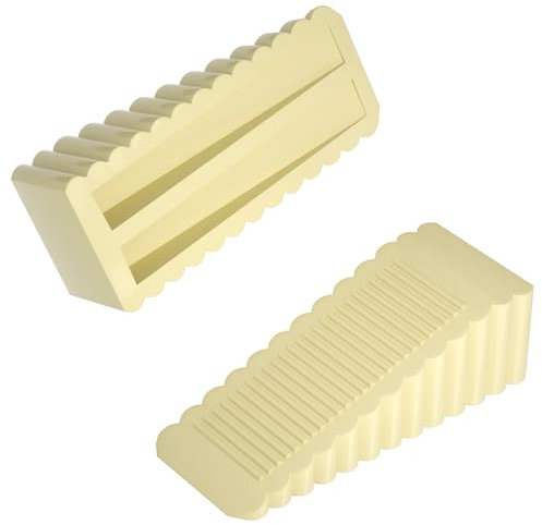 HOMOTEK 4 Pack Wedge Rubber Door Stops Door Non-Slip Stoppers Wall Protector for Floor & Bottom of Door,Light Yellow