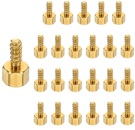 PATIKIL 24pcs M2 Male to Female Self-Tapping Hex Standoffs Spacers Pillars, M2 3+5mm Brass Motherboard Standoffs Copper
