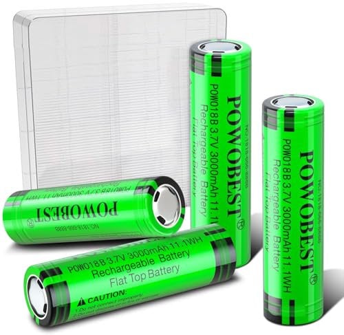 3000mAh Wiederaufladbarer NiMH Akku,POWO18B 3.7V Flat Top Batterie Mit Batterieschutzbox,NO:1818-666-888B Batterie,für Kamera,kleinen Lüfter,LED Stirnlampe,Produktpatentnummer:015037694-0001(4 Pack)
