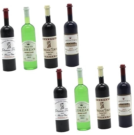 Toyvian 8pcs Doll House Wine Decor Mini House Adornments Brew Fake Mini Wine Bottles Christmas Wine Ornaments Mini Beer Bottles Dollhouse Wine Red Wine Ornament Mini Bottles Models Plastic