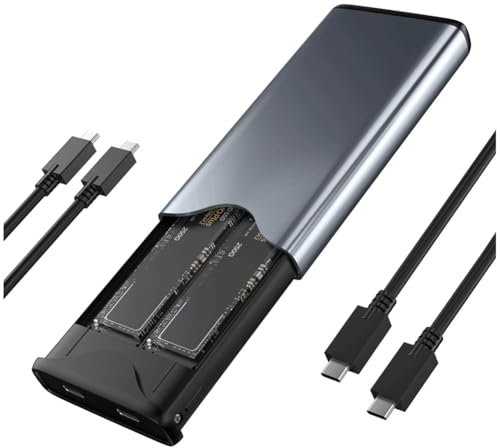 Hxhsgmeh M.2 SATA NVME Dual Protocol SSD Enclosure Dual Bay SATA&NVME SSD Case 10Gbps USB Type C SSD Case M.2 Hard Disk Box