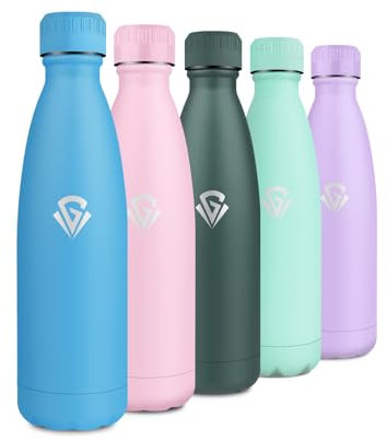 Bouteille Isotherme 500ml, Gourde Métal Réutilisable, Bouteille d'eau sans BPA, Gourde Sport Étanche, Gourde Isotherme Double Paroi pour École, Bureau, Sport, Yoga, Femme, Homme, Camping, Randonnée