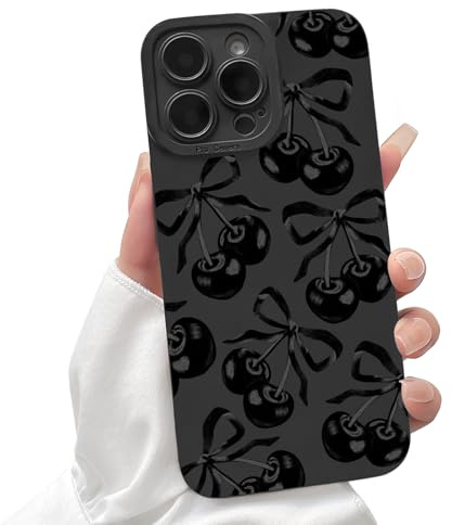 Lovmooful for iPhone 14 Pro Max Case Cute Bowknot-Cherry Bow | Compatible for iPhone 14 Pro Max Case,Aesthetic Ribbon,with Black Design,for Girls Women,Soft TPU,Shockproof,Protective,Girly