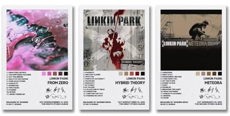 Maqiae A Set Of 3 Linkin Poster Park Rock Band Music Album Cover Signed Poster Für Zimmer, Ästhetische Leinwand-Wandkunst, Schlafzimmer-Dekor Poster 20x30inch(50x75cm)-3pcs