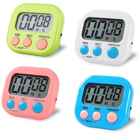 VINPAM Temporizador digital de cocina con parte trasera magnética, soporte vertical y agujero para colgar, alarma fuerte para cocinar y hornear con precisión, reloj de cuenta regresiva (color)