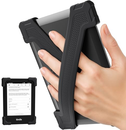 ELETIUO Hand Strap for 6 Kindle/Kobo/Kindle/E-Readers -Paperwhite 7-10 Gen,2 Pack Ergonomic Silicone Finger Grip,Secure One-Handed Holder for Comfortable Reading Accessories,Medium-Black
