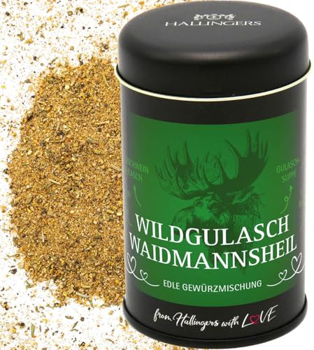 Hallingers Genuss Manufaktur Gewürzmischung Jäger-Geschenk - Koch-Gewürze in edler Geschenk-Dose Wildgulasch Wai... für Geflügel-, Rindergulasch & Ragout, Jagd-Geschenkidee für Jäger
